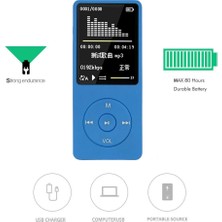 Sunsky LCD Ekran Fm Radyo Video Oyunları Film Mp3 Mp4 Player, 8gb Mavi