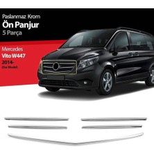 Solarex Mercedes Vito W447 2014-2020 Uyumlu Krom Ön Panjur Dar Model 5 Parça Paslanmaz Çelik