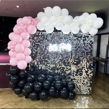 Bal10 Dünyası Pastel Siyah Beyaz Pembe Balon Zinciri 100 Adet+ 5 mt Balon Zinciri