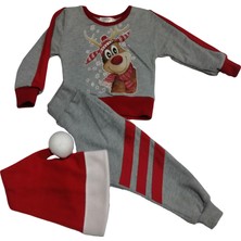Berselüx Geyik Baskılı Penye Unisex Kız-Erkek Çocuk Eşofman Takımı 3'lü Set 1-8 Yaş