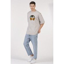 to Cosmos Oversize T-Shirt Sonds Of Burger Baskılı Açık Gri Erkek-Kadın
