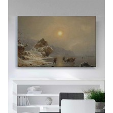 MonoStella Andreas Achenbach Buz Üzerinde Avcılar Kanvas Tablo