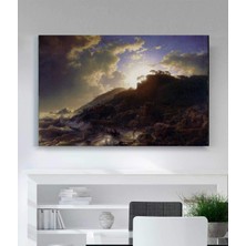 MonoStella Andreas Achenbach Sicilya Sahilinde Fırtına Sonrası Günbatımı Kanvas Tablo