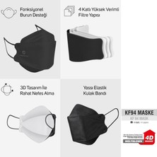 Saytek Med 3 Boyutlu Rahat Tasarım ( N95 Ffp2 KF94 ) 4 Katmanlı Beyaz ve Siyah Maske (20 Adet/2 Kutu)
