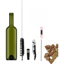 Şişecam Konik Mantarlı 35 Adet Şarap Şişe Seti Fırça Tirbüşon Termometre ve Vakum Aparat