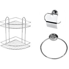 Empa Krom Banyo Seti ( 2'li Köşelik - Halka Havluluk - Kapaklı Tuvalet Kağıtlığı )