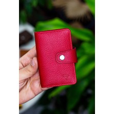 Garbalia Akordiyon Kartlık Kırmızı Deri Cüzdan Şık Tasarım ve RFID Engelleyici Özellik