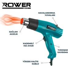 Rowermax RWRX3010M Sıcak Hava Tabancası 3000W Kademeli Otomatik Korumalı Aksesuarlı