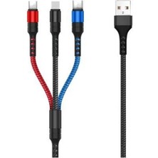 Gosmart USB 3in1 Type-C, Lightning, Micro USB Şarj Kablosu