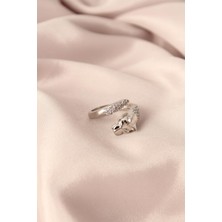 Clariss Metal Zirkon Taşlı Kaplan Model Ayarlanabilir Kadın Yüzük