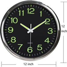 Elaccent F Fityle 12IN Modern Aydınlık Duvar Saati Glow Karanlık Kuvars Izle Kapalı Ev Dekor (Yurt Dışından)