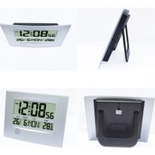 Elaccent F Fityle Dijital Takvim Günü Saati Alarm LCD Ekran Sıcaklık Gümüş ile Büyük Zaman (Yurt Dışından)