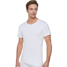 Tutku Erkek Ribana Esnek 6'lı  Açık Yaka Yarım Kollu Fanila Beyaz