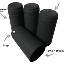 Yeni11 50 Adet Kapşon Siyah 30,5 x 60 mm. Şarap Şişesi Kapatma Kapşon