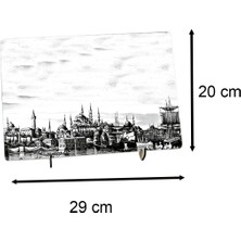 Ahşap Mdf Üzeri Siyah Beyaz Istanbul Görsel Kaplamalı Dekoratif Masa Üstü Pano