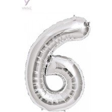 Yayke Gümüş 6 Helyum Gazı Uyumlu Doğumgünü Özel Gün Balonu