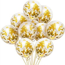 Dipak Gold / Altın Renk Metalize Yuvarlak Balon Içi Pul / Balon Konfetisi