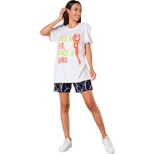 Viselia Oversize Beyaz T-Shirt  Pamuk Dota Nefes Alan Yeni Nesil Terletmeyen Baskılı Unisex