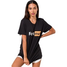 Viselia Oversize Siyah T-Shirt  Pamuk Fortnite Nefes Alan Yeni Nesil Terletmeyen Baskılı Unisex