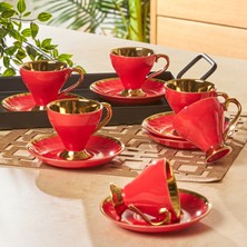 Emsan Luxury Kırmızı 6 Kişilik Kahve Fincan Takımı 90 ml