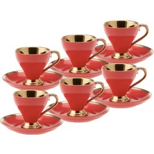 Emsan Luxury Kırmızı 6 Kişilik Kahve Fincan Takımı 90 ml