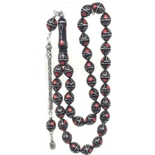 Tesbih Pasajı Özel Kırmızı  Mineli  Beyzi  Model Oltu Taşı Tesbih