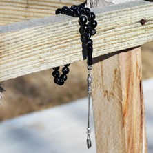 Tesbih Pasajı 925 Ayar Gümüş Işlemeli Oltu Taşı Tesbih