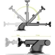 Asfal Araç Içi Vantuzlu Manyetik Mıknatıslı Telefon Tutucu Tutacağı Uzayabilen Car Holder