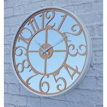 Markakanvas Beyaz Renk Metal Kasalı Aynalı   Duvar Saati