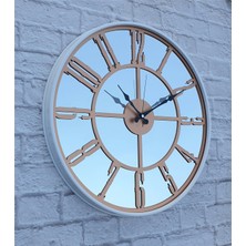 Markakanvas Beyaz Renk Metal Kasalı Aynalı   Duvar Saati