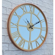 Markakanvas Bakır Renkli Metal Kasalı Aynalı  Duvar Saati