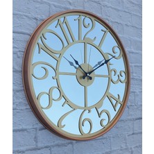 Markakanvas Bakır Renkli Metal Kasalı Aynalı  Duvar Saati