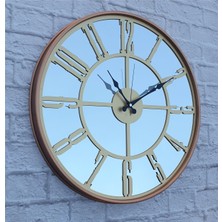 Markakanvas Bakır Renkli Metal Kasalı Aynalı  Duvar Saati