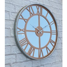 Markakanvas Metalik Gri Renkli Metal Kasalı Aynalı Duvar Saati