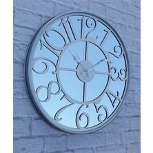 Markakanvas Metalik Gri Renkli Metal Kasalı Aynalı Duvar Saati