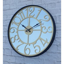 Markakanvas Siyah Renkli Metal Kasalı Aynalı  Duvar Saati