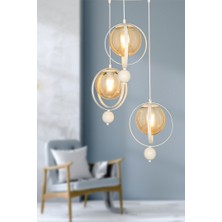 Begüsa Jüpiter 3.lü Avize Beyaz Bal Cam