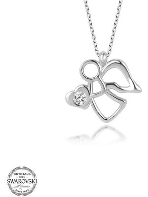 Gumush Swarovski Taşlı Gümüş Melek Kadın Kolye