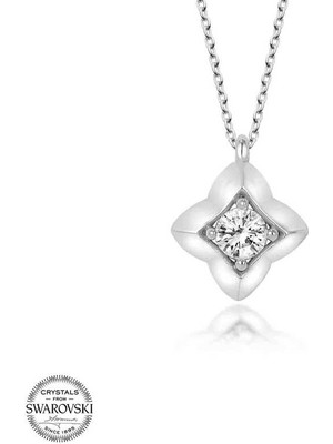 Gumush Swarovski Taşlı Gümüş Dörtgen Kadın Kolye