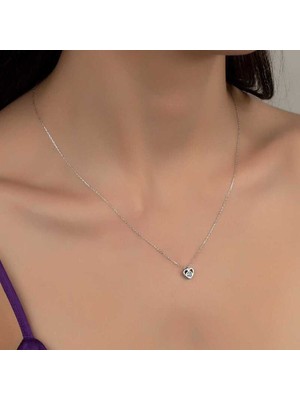 Gumush Swarovski Taşlı Gümüş Kalp Kadın Kolye
