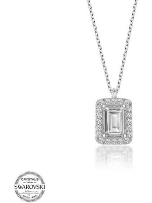 Gumush Swarovski Taşlı Gümüş Baget Kadın Kolye