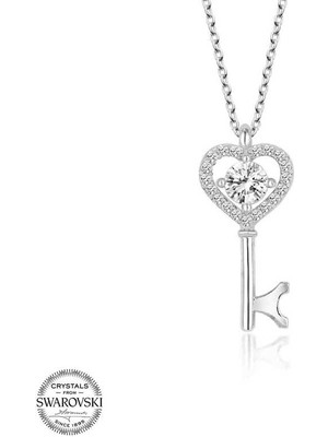 Gumush Swarovski Taşlı Gümüş Anahtar Kadın Kolye