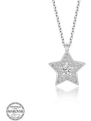 Gumush Swarovski Taşlı Gümüş Yıldız Kadın Kolye
