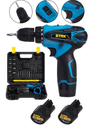Staxx Power American Type 36V 5AH Çift Metal Şanzıman Samsung Çift Akülü Darbeli Şarjlı Matkap Vidalama + 30 Parça Set