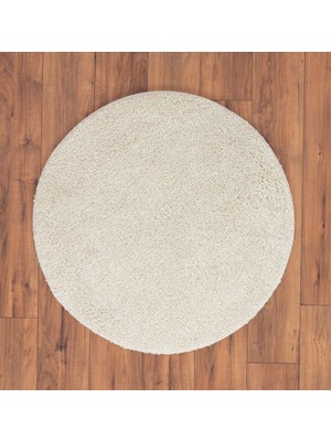 Eurobano Kemik Soft Shaggy Yumuşak Kaymaz Tabanlı Daire Yıkanabilir Halı