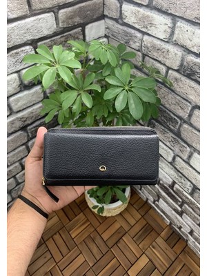 Guard Mat Siyah Deri Bayan Cüzdanı