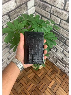 Guard Croco Baskılı Siyah Pasaport Kılıfı