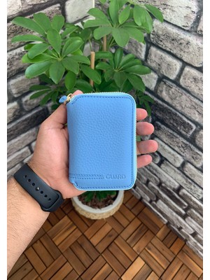 Guard Fermuarlı Turkuaz Deri Mini Cüzdan