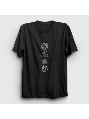 Presmono Unisex Siyah Symbols V2 Anime Avatar The Last Airbender T-Shirt