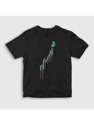 Presmono Unisex Çocuk Siyah To The Moon Bitcoin T-Shirt